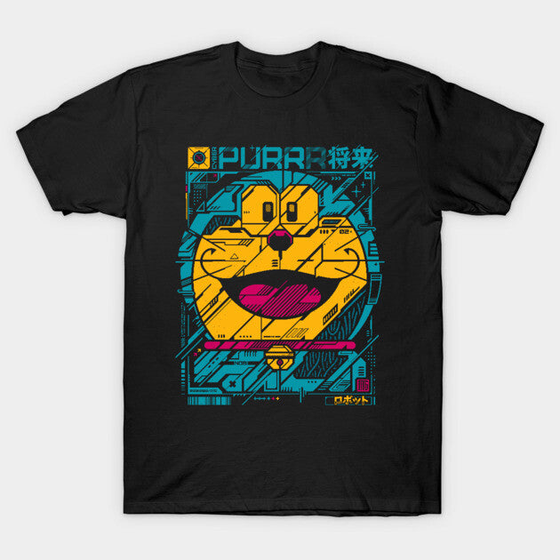 T-Shirt: Cyber Purr - Black