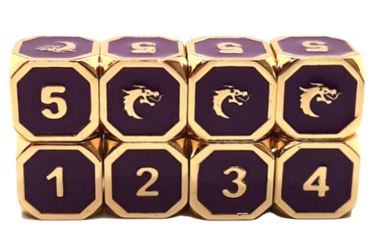 Old School Metal Dice D6 Set: Elven Forged - Purple w/ Gold