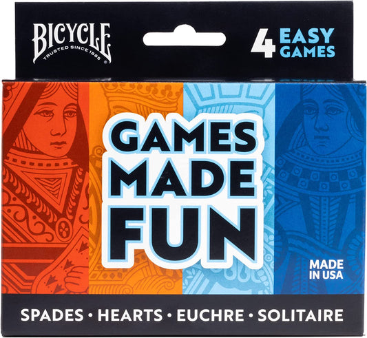 Bicycle Playing Cards: 4 Games In 1: Euchre, Hearts, Spades, and Solitaire