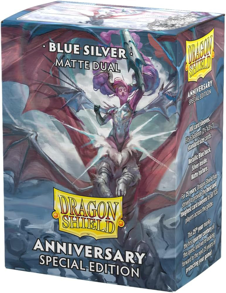 Dragon Shield Sleeves: Matte Dual - 25th Anniversary Special Edition Cobalt & Silver (100)