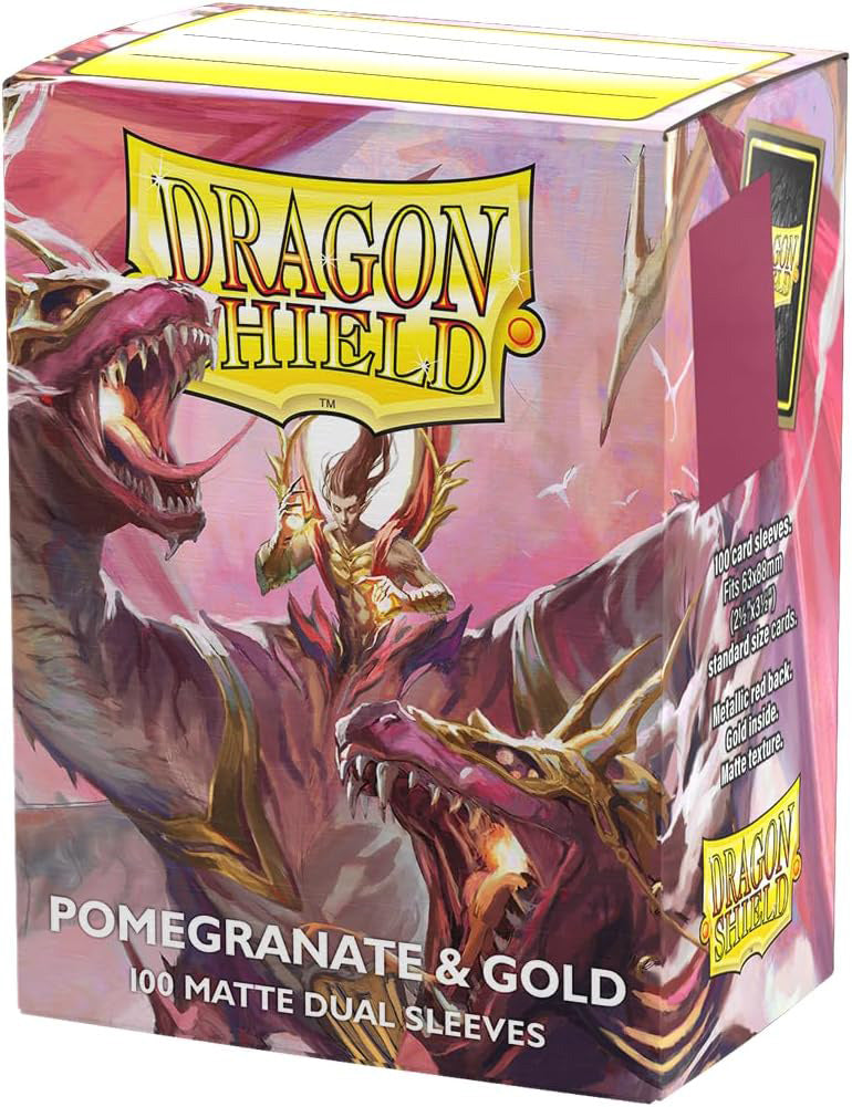 Dragon Shield Sleeves: Matte Dual - Pomegranate & Gold (100)