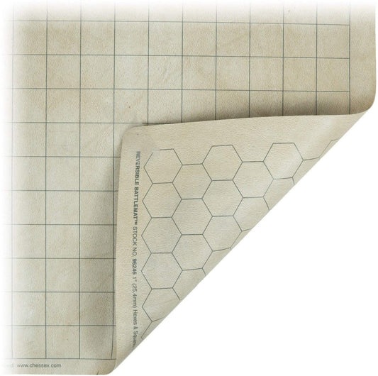 Double-sided Battlemat: 1-inch Squares & 1-inch Hexes - 23.5 x 26 inches