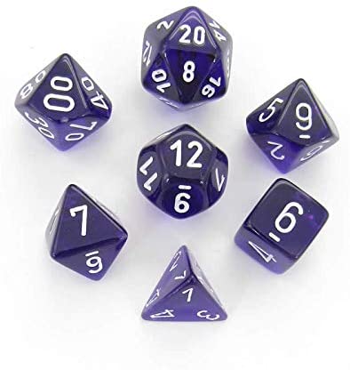 Chessex Dice Set: Translucent Purple w/White (7)
