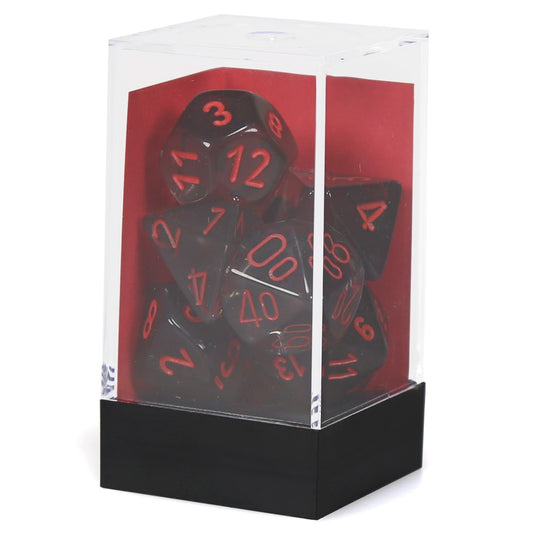 Chessex Dice Set: Translucent - Smoke w/Red (7)