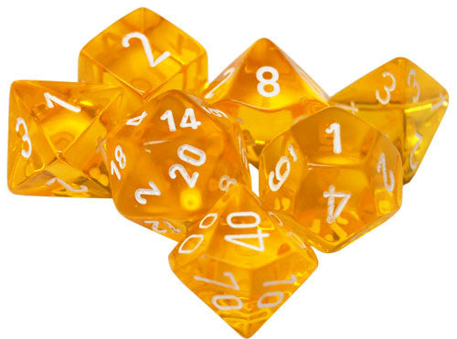 Chessex Dice Set: Translucent Yellow/White Set (7)