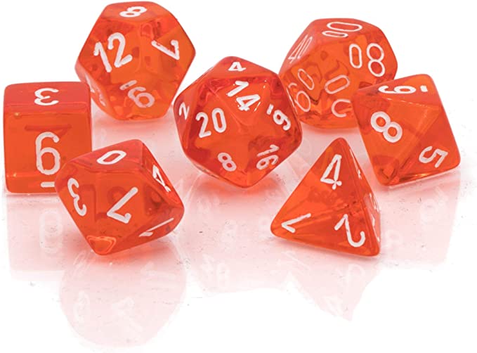 Chessex Dice Set: Translucent Orange/White (7)