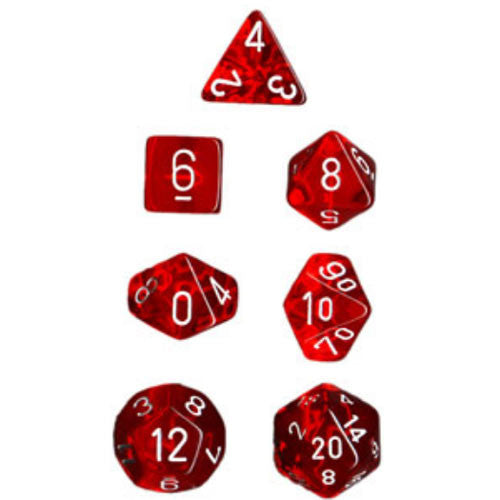 Chessex Dice Set: Translucent Red/White (7)