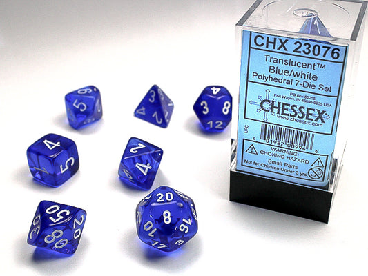 Chessex Dice Set: Translucent - Blue/White (7)