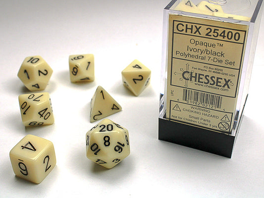 Chessex Dice Set: Opaque Ivory/Black (7)
