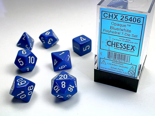 Chessex Dice Set: Opaque - Blue/White (7)