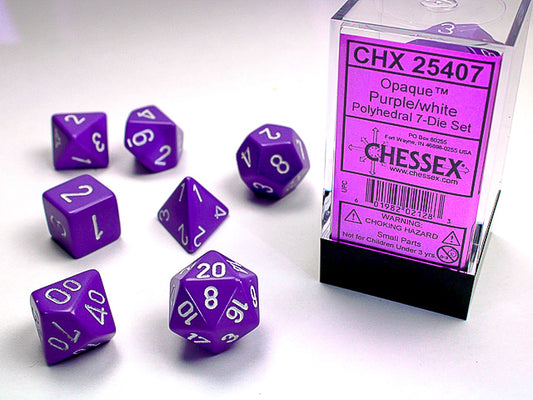 Chessex Dice Set: Opaque - Purple/White (7)