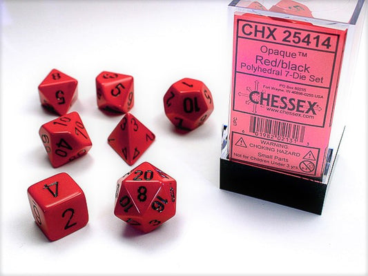 Chessex Dice Set: Opaque Red/Black (7)