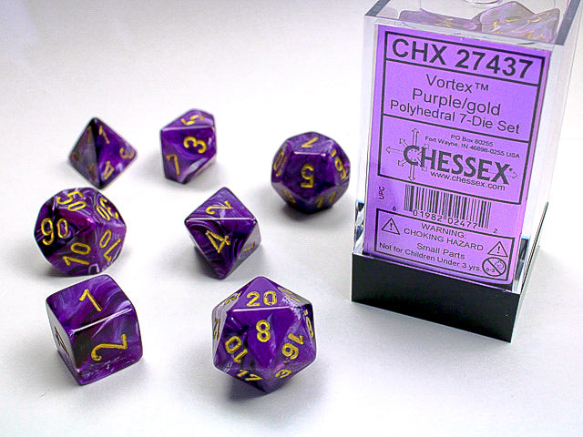 Chessex Dice Set: Vortex Purple/Gold (7)