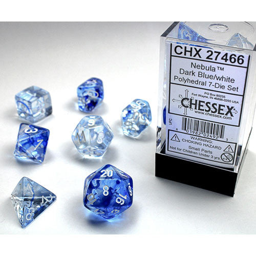Chessex Dice Set: Nebula Dark Blue/White (7)