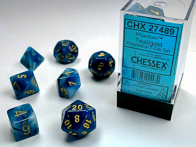 Chessex Dice Set: Phantom Teal w/Gold (7)