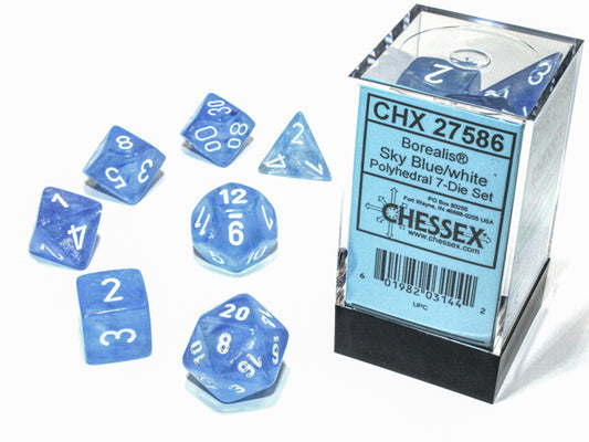 Chessex Dice Set: Borealis Luminary - Sky Blue/White (7)