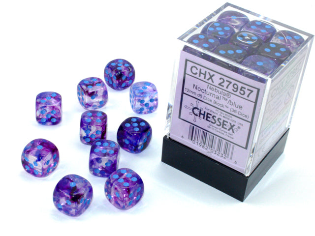 Nebula: Luminary 12mm d6 Nocturnal/Blue (36 dice)