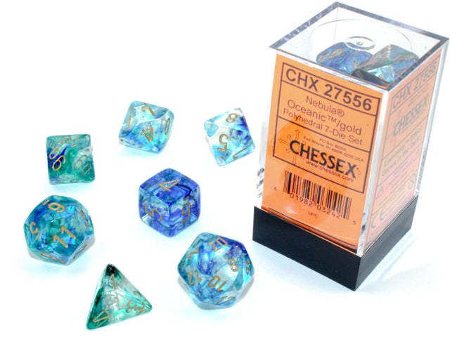 Chessex Dice Set: Luminary - Nebula Oceanic/Gold (7)