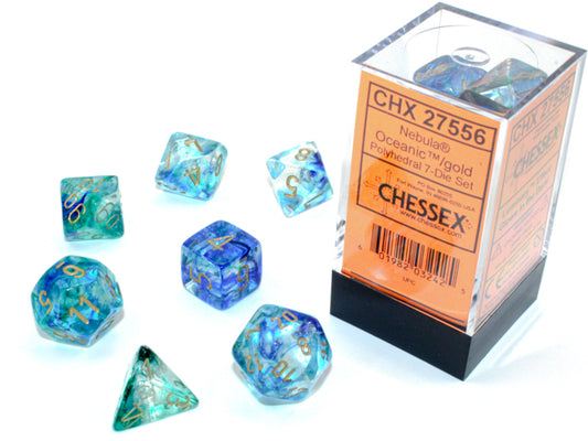 Chessex Dice Set: Luminary - Nebula Oceanic/Gold (7)