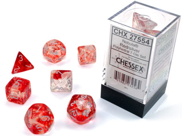 Chessex Dice Set: Nebula Luminary - Red w/Silver (7)
