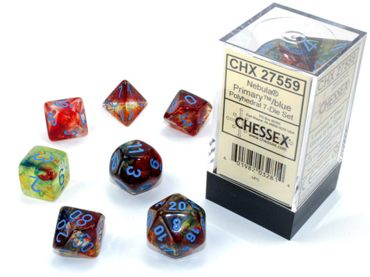 Chessex Dice Set: Nebula Luminary Primary/Blue (7)