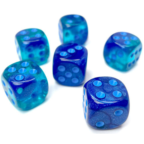 Chessex 16mm d6 Set: Gemini Luminary - Blue/Light Blue (12)