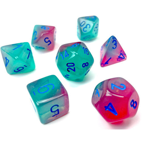 Chessex Dice Set: Gemini Luminary - Gel Green-Pink/Blue (7)
