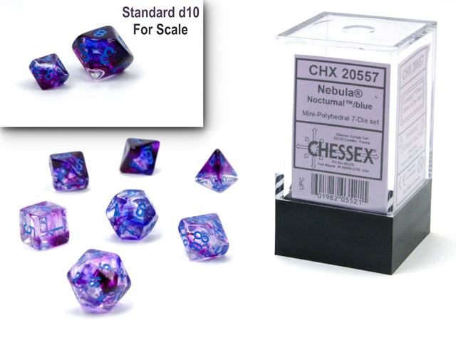 Mini Dice Set: Chessex - Luminary Nebula Nocturnal/Blue (Glow-in-the-Dark)