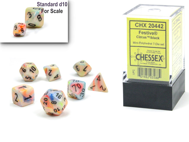 Chessex Mini Dice Set: Festive Circus w/Black (7)