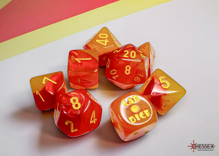 Chessex Lab Series 8 Dice Set: Luminary Red w/Yellow (8)