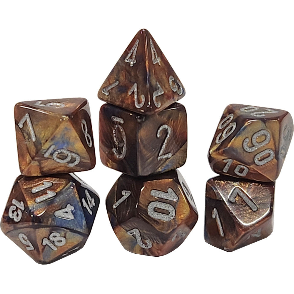 Mini Dice Set: Lustrous - Gold w/ Silver (7)