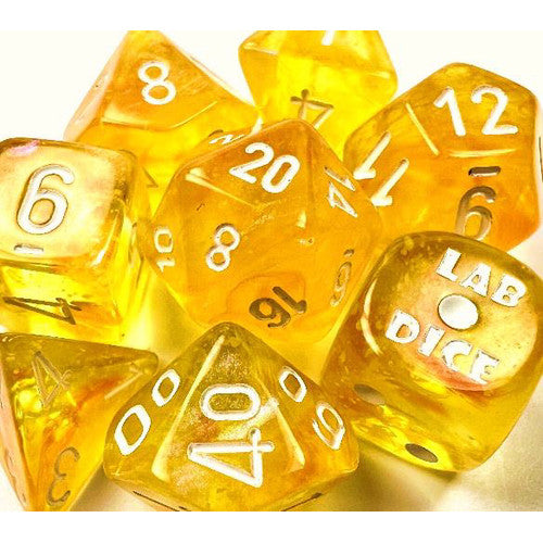Chessex Dice Set: Lab Series 6 - Borealis Luminary - Canary w/White (8)