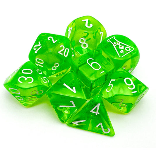 Chessex Lab Series 7 Dice Set: Translucent - Rad Green/White (7)