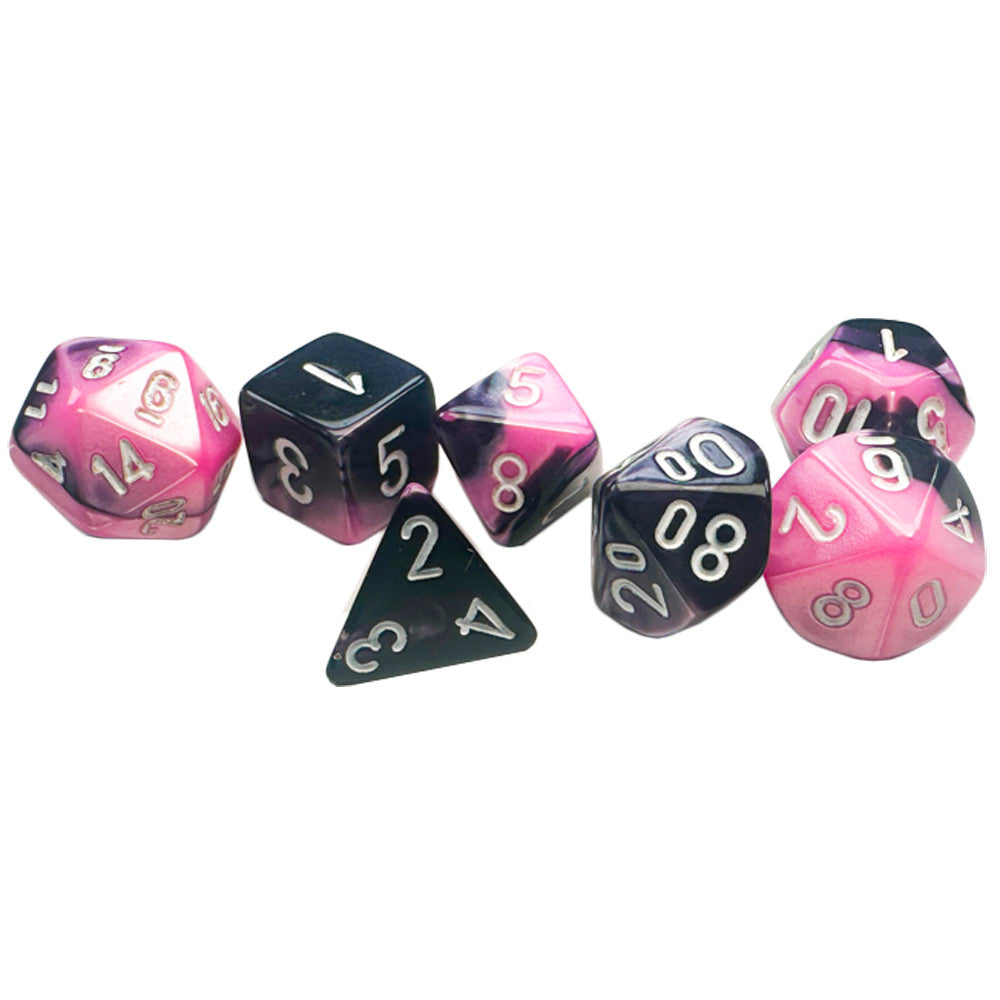 Chessex Mini Dice Set: Gemini - Black-Pink w/ White (7)