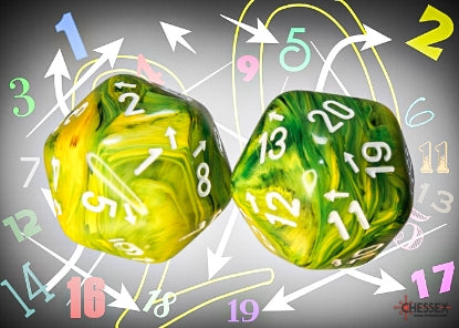 Chessex: Vortex Countup and Down D20 - Dandelion/White (1)