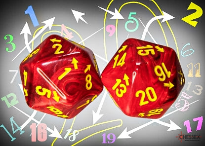 Chessex: Vortex Countup and Down D20 - Red/Yellow (1)