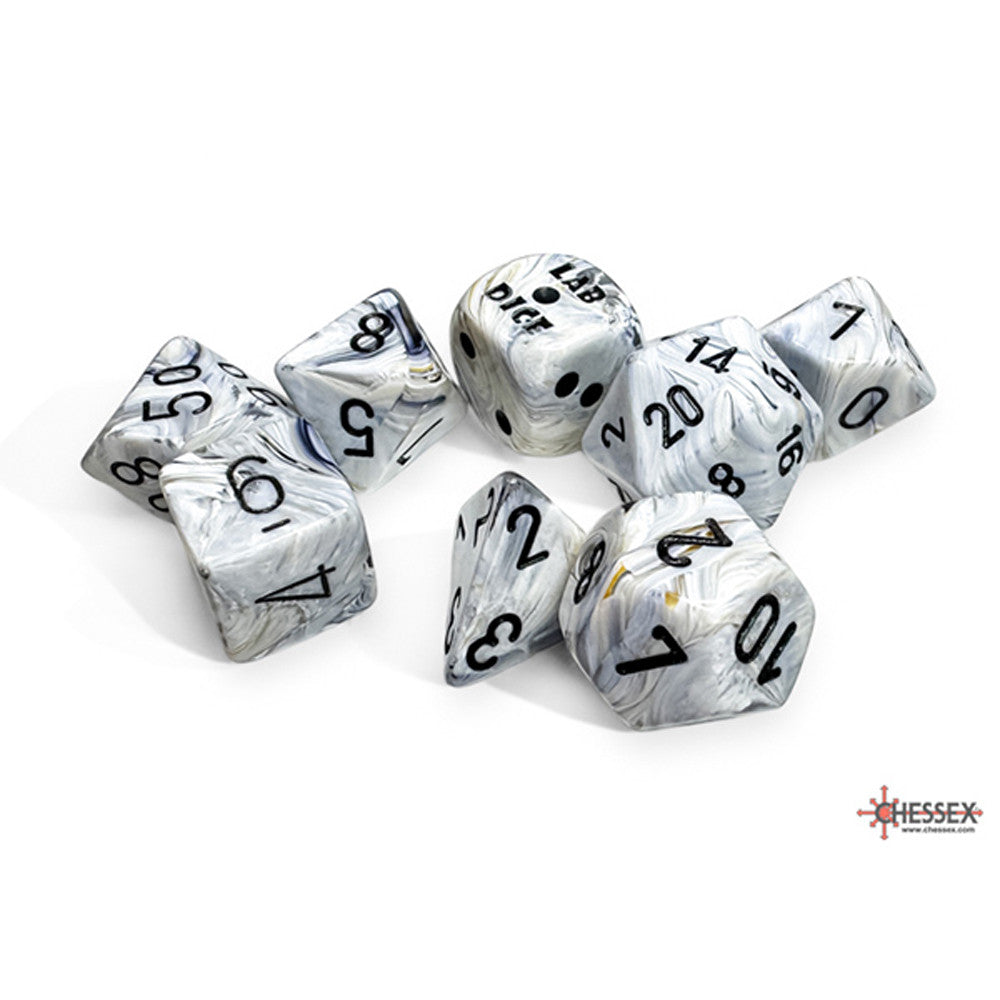 Chessex Lab Series 8 Dice Set: Marble - Calcite/Black (8)