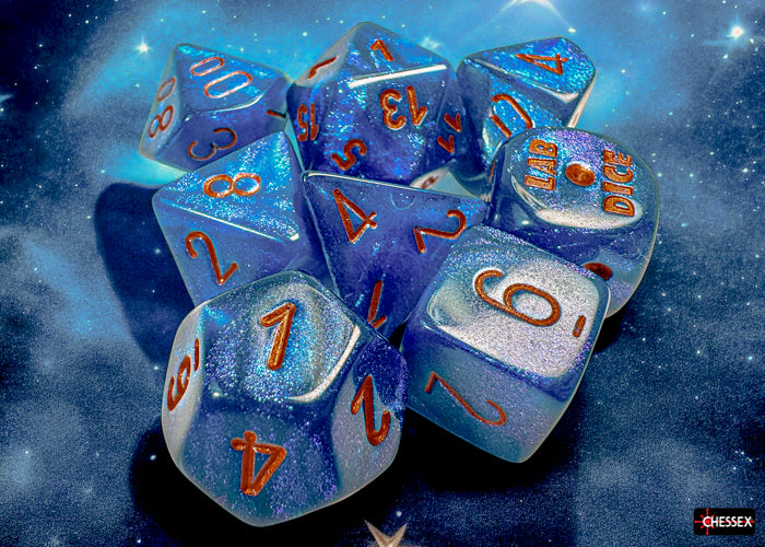 Chessex Lab Series 9 Dice Set: Borealis - Midnight Copper (7 + Bonus Die)