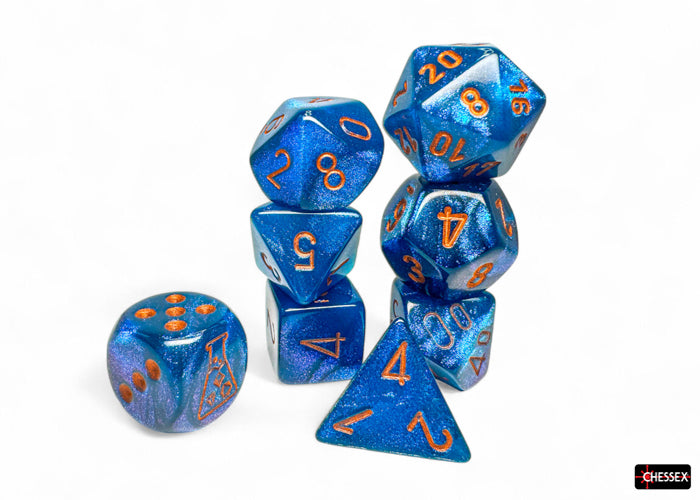 Chessex Lab Series 9 Dice Set: Borealis - Midnight Copper (7 + Bonus Die)