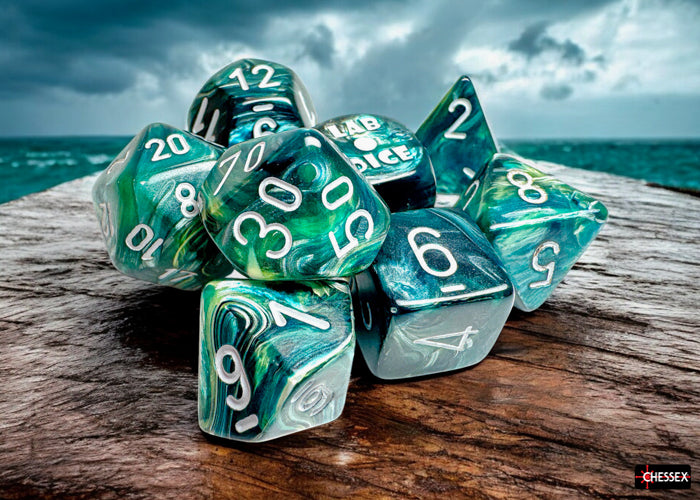Chessex Lab Series 9 Dice Set: Lustrous - Neptune/grey (7 + Bonus Die)