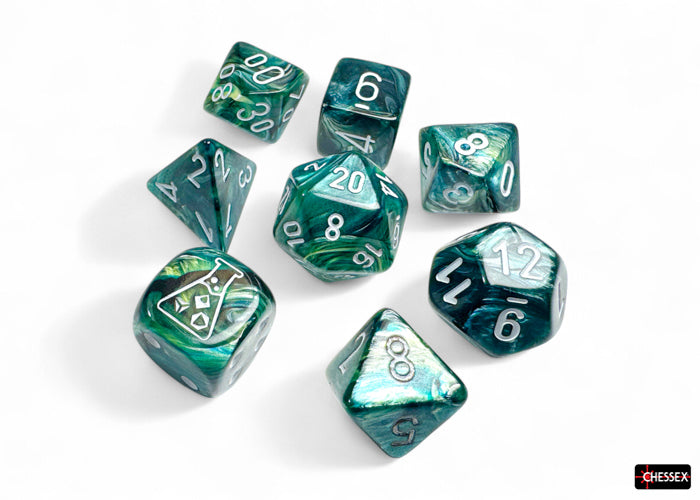 Chessex Lab Series 9 Dice Set: Lustrous - Neptune/grey (7 + Bonus Die)