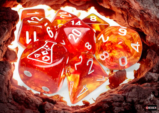 Chessex Lab Series 9 Dice Set: Nebula Luminary - Molten/white (7 + Bonus Die)