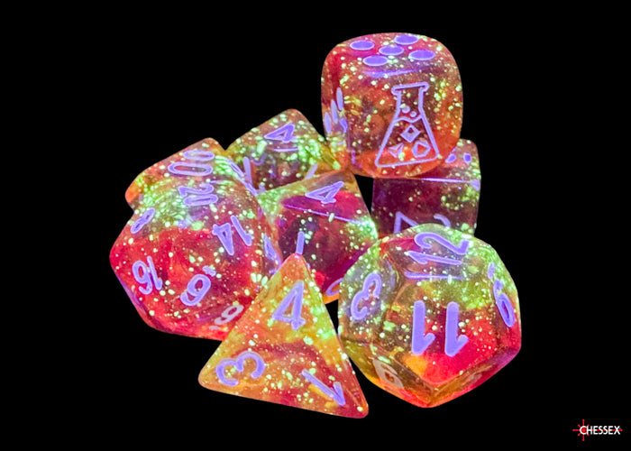 Chessex Lab Series 9 Dice Set: Nebula Luminary - Molten/white (7 + Bonus Die)