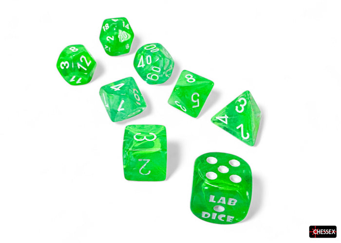 Chessex Lab Series 9 Dice Set: Nebula - Gelatinous/white (7 + Bonus Die)