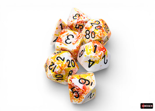 Chessex Dice Set: Brush - Sunrise/black (7)