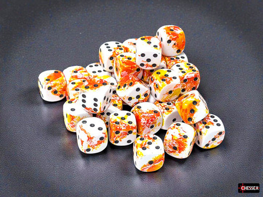 Chessex 12mm d6 Set: Brush - Sunrise/black (36)