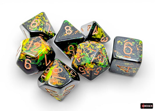Chessex Dice Set: Brush - Deep Forest/gold (7)