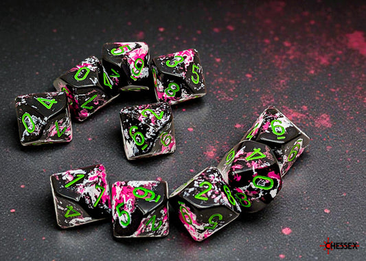 Chessex d10 Set: Brush - Paintball/green (10)