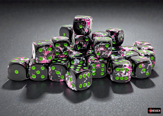 Chessex 12mm d6 Set: Brush - Paintball/green (36)