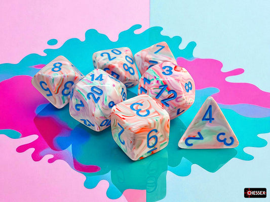 Chessex Mega-Hedral Dice Set: Festive Pop Art/Blue (7)